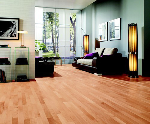 Parquet flottant chêne verni - Hetre sauvage contrecolle verni  3 frises 202x14.5x2200