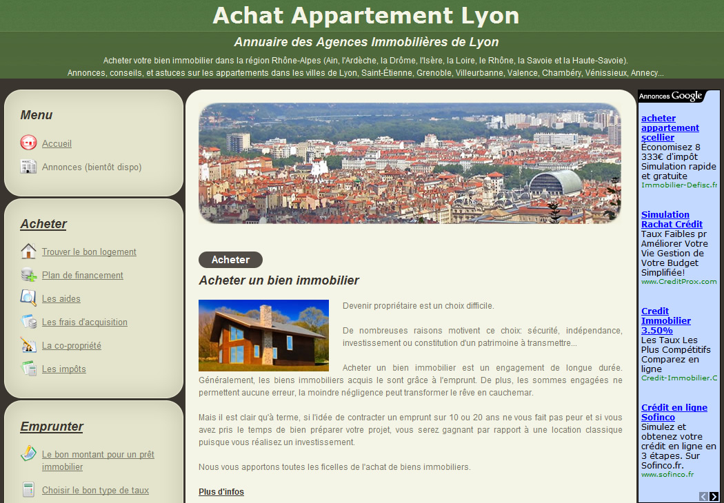 Toutes les annonces immobili&egrave;res de ventes d'appartements situ&eacute;s &agrave; Lyon