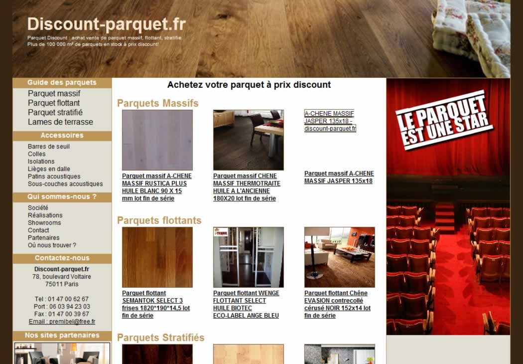 Parquet Discount : achat vente de parquet massif, flottant, stratifie. Plus de 100 000 m&sup2; en stock &agrave; prix discount.