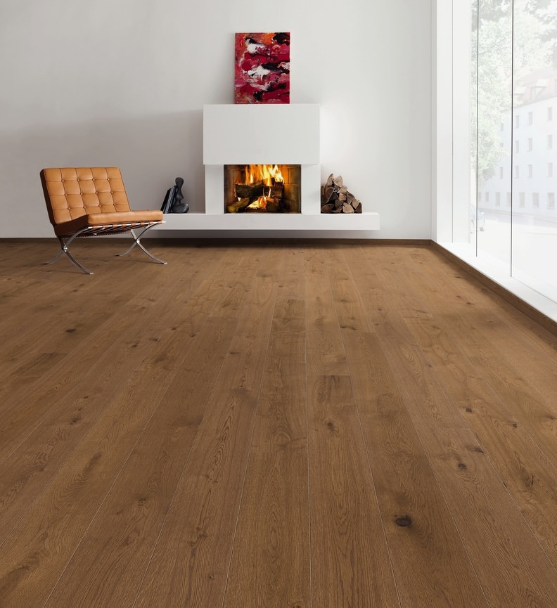 Parquet Flottant Chêne Huilé - 8534608 - Chene contrecolle haro a l'ancienne brun muscade universal -5g- serie 3500 - brosse 2v - certifié pefc 70%