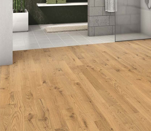 Parquet flottant chêne verni - Baton rompu chene contrecolle classic rustique verni brosse 120x10 l1000<br />
(compatible avec sol raffraîchissant) - certifié pefc 70%