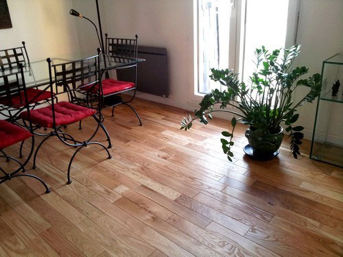 Parquet Massif Chêne Verni - CHEN39263_1 - Parquet chene massif verni brosse rustique 90x21x800mm - certifié fsc 100 % - lot de 65.44m²