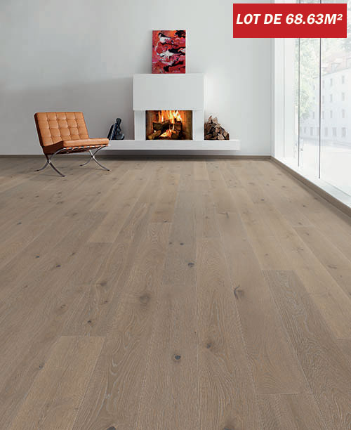 Parquet Flottant Chêne Huilé - CHENF2677 - Chêne contrecolle rustique huilé coton brossé lame xl - 180x21x2400 couche d'usure de 6mm de chêne<br />