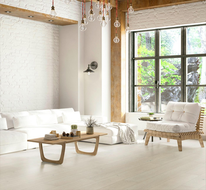 Parquet Flottant Chêne Verni - CHENF3613 - Chene contrecolle monolame rustique verni brosse prussian white click v go-4 145x13.5/3.5x1220