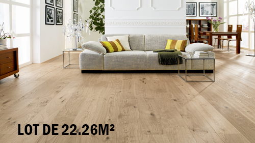 Parquet Flottant Chêne Verni - CHENF3626 - Chene contrecolle verni creme lisse rustique 145x14.2x l1220mm - lot fin de serie 22.26m²<br />
disponible uniquement a pantin