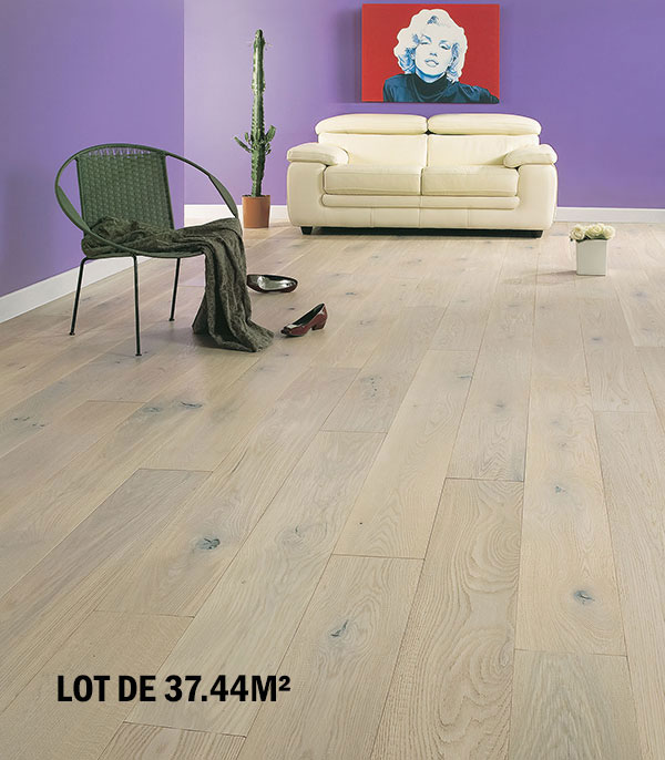 Parquet Flottant Chêne Verni - CHENF3669 - Parquet flottant chene contrecolle verni brosse andes rustique go-2 190x14.2x1820mm - lot de 27.04m²