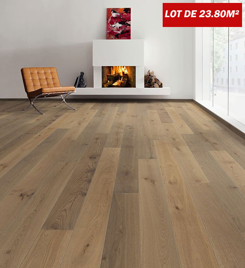 Parquet Flottant Chêne Huilé - DACHF28609 - Parquet chene contrecolle rustique huile cappuccino brosse 180x12mm – gamme decoart - certifié pefc 70%