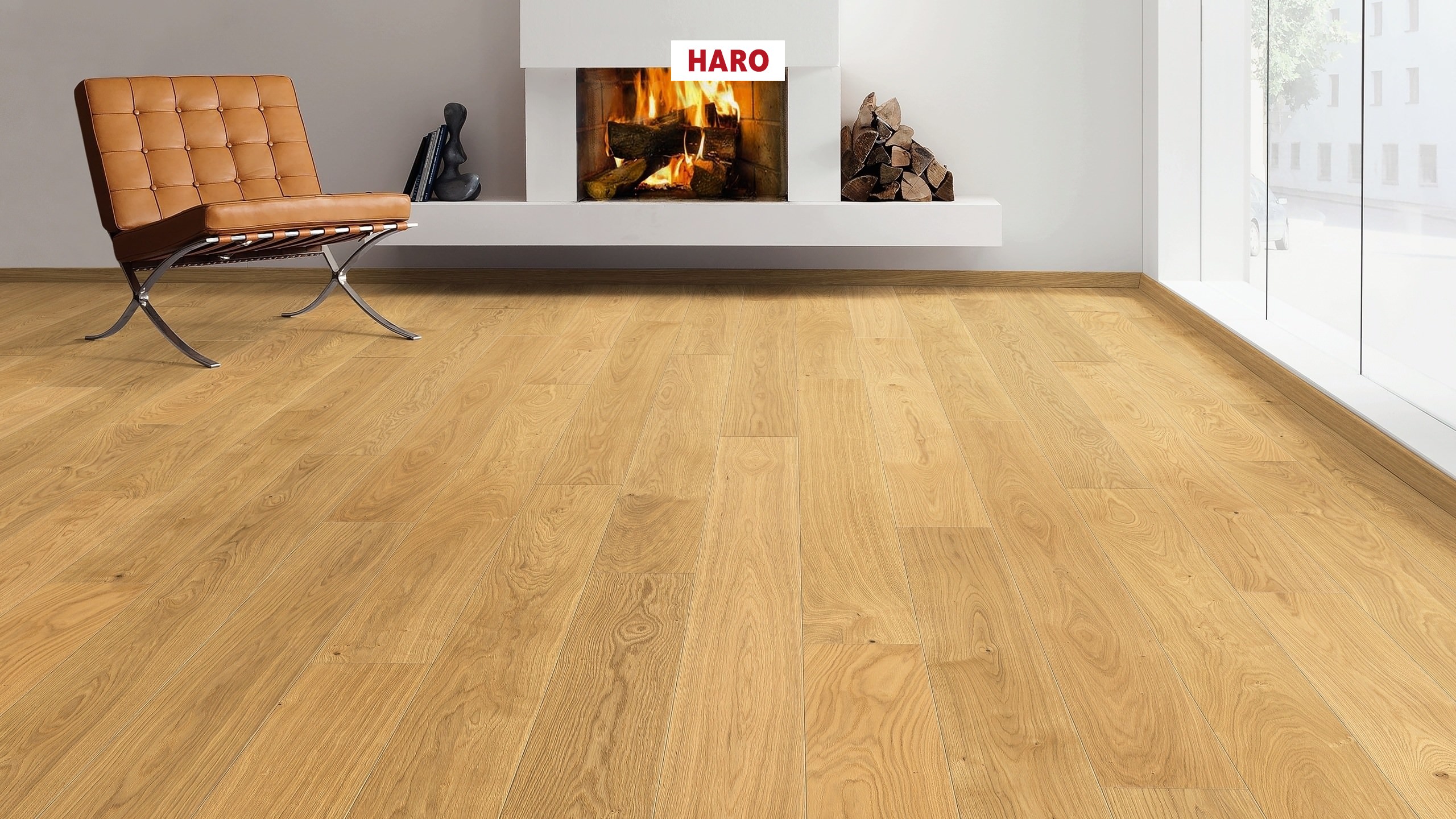 HARO PARQUET 4000 Planche large à l'ancienne 180X13.5X2200 mm  4V Chêne Exklusiv brossé naturaLin plus Top Connect Certifié PEFC 70% - Parkett.fr