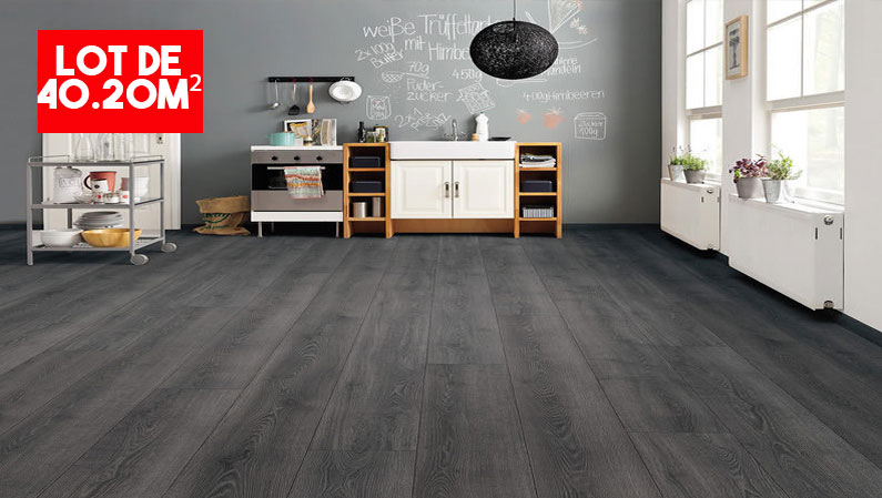 HARO Sol Stratifié TRITTY 100 Gran Via 4V Chêne Contura noir* authentic Top Connect PRIX POUR LE LOT DE 40.20M² - discount-parquet.fr