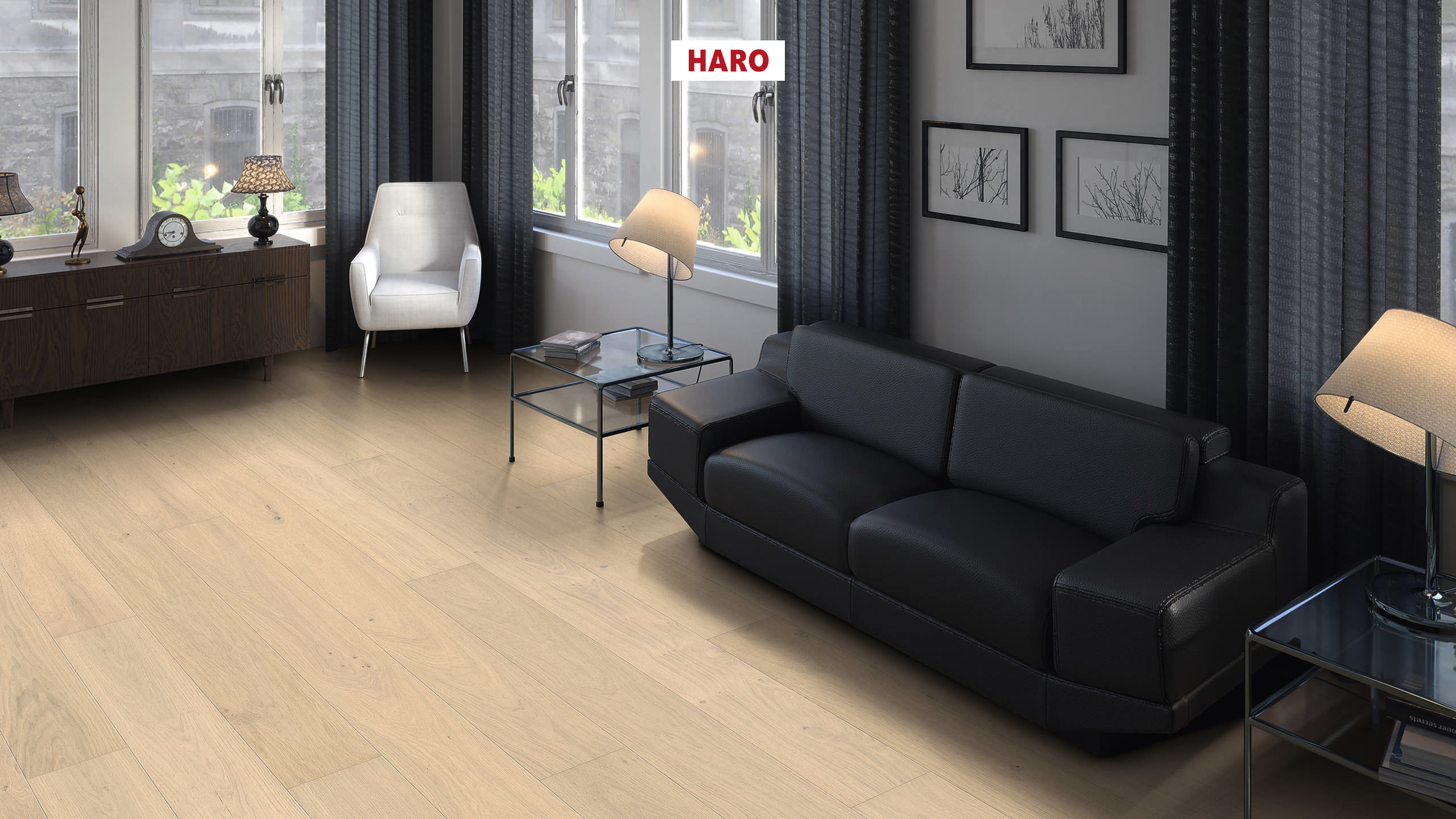 Parquet flottant chêne huilé - Haro parquet 4000 planche large maxim 4v chêne blanc clair markant brossé naturadur rainure & languette 180x11mm - 5g - certifié pefc 70%