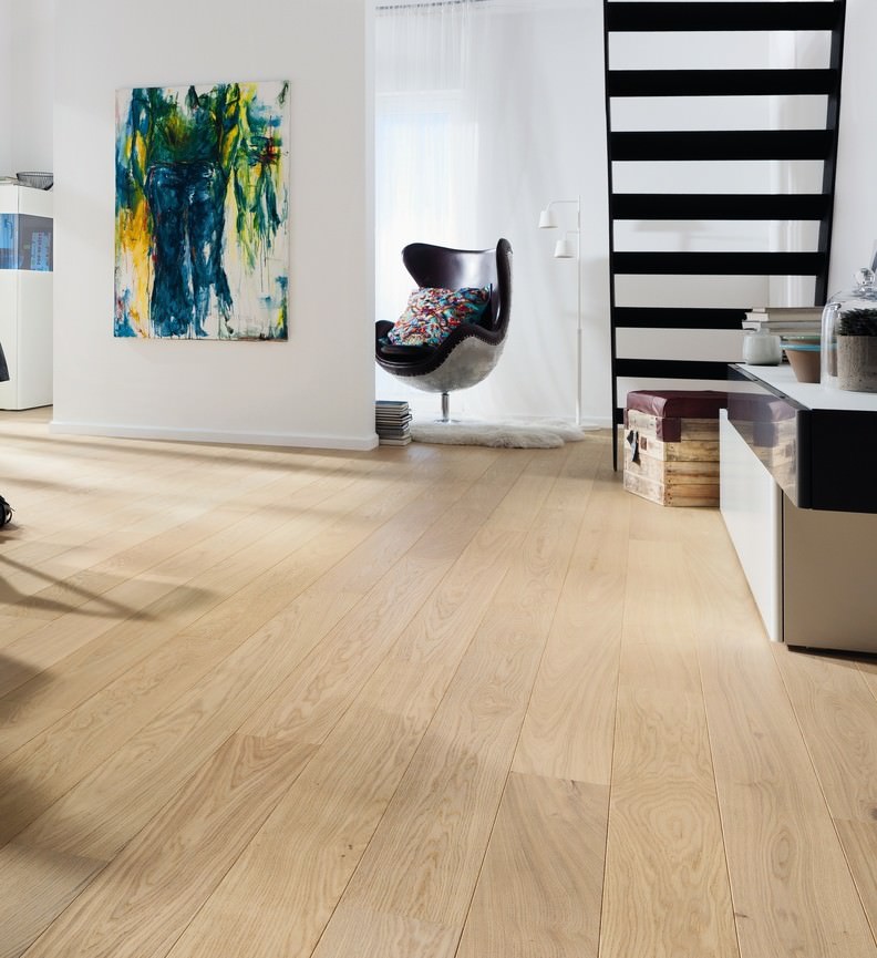 Parquet Flottant Chêne Huilé - HARO8529179 - Chene contrecolle planche large scala puro blanc rustique - serie 4000- brosse 2v-certifié pefc 70%