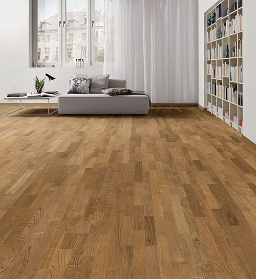 Parquet flottant chêne huilé - Chene contrecolle a l'anglaise verni permadur fume family- serie 4000- brosse- certifié pefc 70%