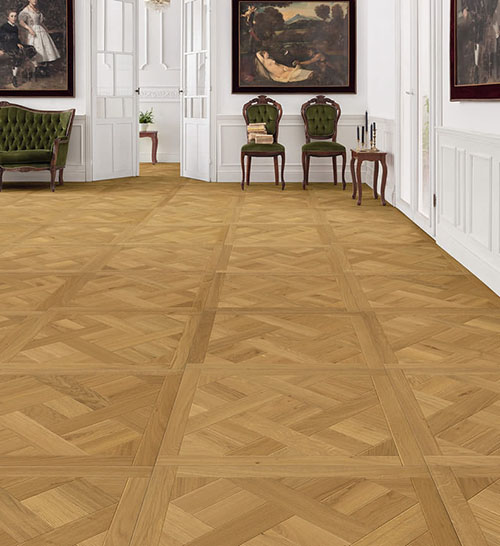 Parquet flottant chêne huilé - Dalle chene petit versailles design basket  -certifié pefc 70% (65x65 = 0.42m²) vendu par piece