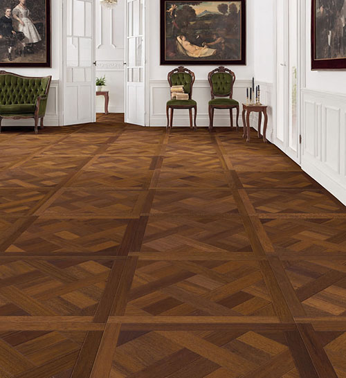 Parquet flottant chêne huilé - Dalle merbau petit versailles design basket -certifié pefc 70% (65x65 = 0.42m²) vendu par piece