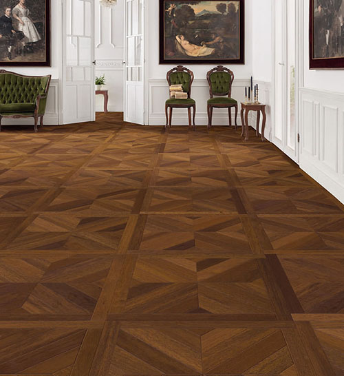 Parquet flottant chêne huilé - Dalle merbau design central -certifié pefc 70% (65x65 = 0.42m²) vendu par piece