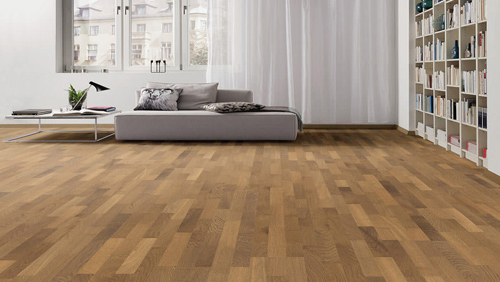 Parquet flottant chêne verni - Chene contrecolle verni naturadur fume exquisit- serie 4000- brosse - certifié pefc 70%