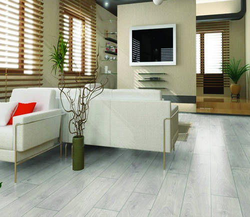 Sol stratifie decor bois - Chene stratifie atlas blanc 1 frise - gamme exquisit- 1380mmx193mmx8mm - certifié fsc mix credit