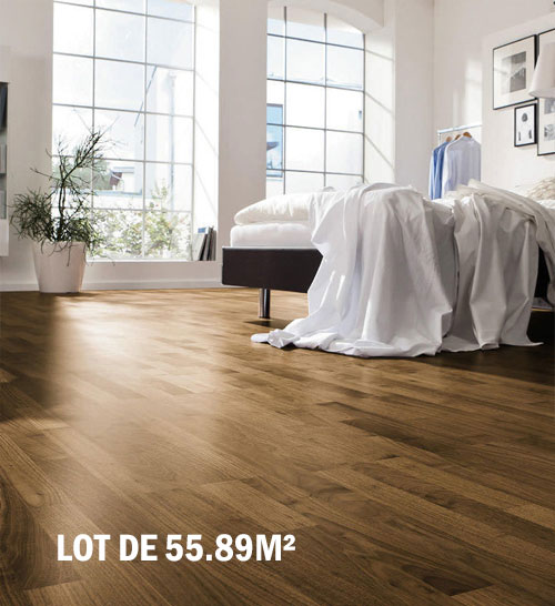 Parquet flottant exotique verni - Noyer contrecolle verni lisse 3 frises rustique go-0 190x14,5x1820mm