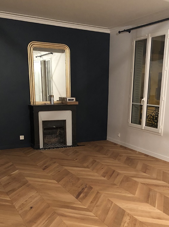 Parquet Massif Chêne Verni - POIN39248 - Point de hongrie chêne massif rustique verni brosse naturel 90x14x510mm - certifié fsc 100 %