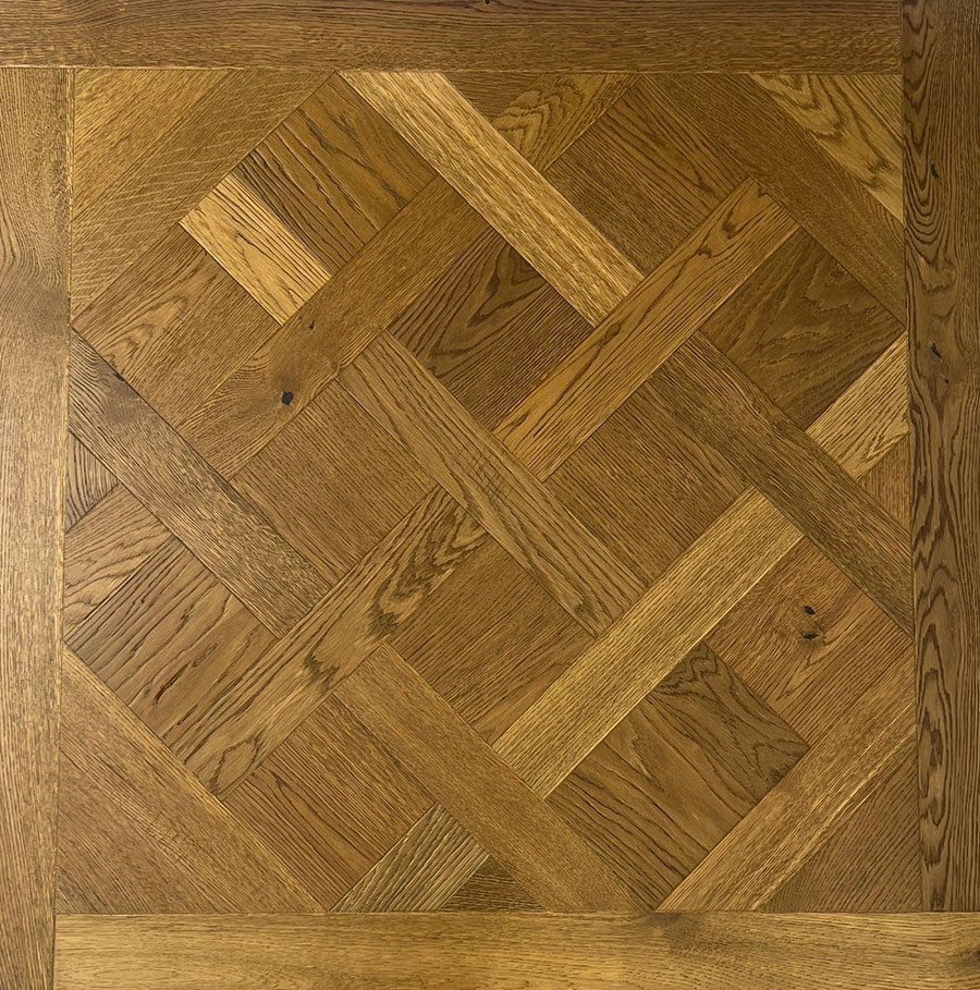 Dalles parquet versailles - Chêne dalles versailles montecristo verni  fumé brossé rustique  1000x1000x15mm 4mm de couche d'usure certifié fsc 100%