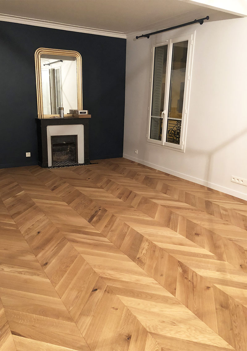 Lots Fin De Série Parquet - POIN39249 - Point de hongrie chêne massif rustique verni brosse naturel 90x14x l510mm - certifié fsc 100 % - lot de 7.09m²