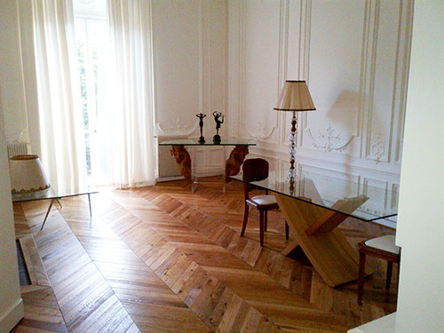 point de hongrie chêne massif campagne verni mat 90mm x 14mm x 500mm go-4Â