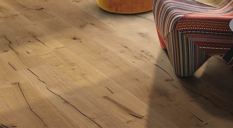 haro parquet 3500 hdf planche large à l'ancienne 2v chêne alabama brossé naturalin plus top connect 180mm x12mm - certifié pefc 70% - lot de 4.76m²