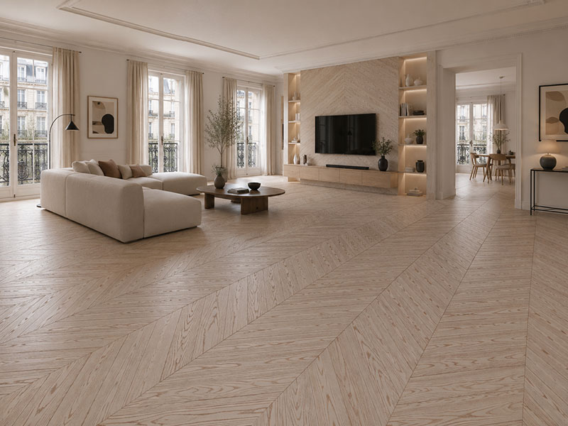 point de hongrie bambou massif verni chêne moka go-4 100x15x650mm