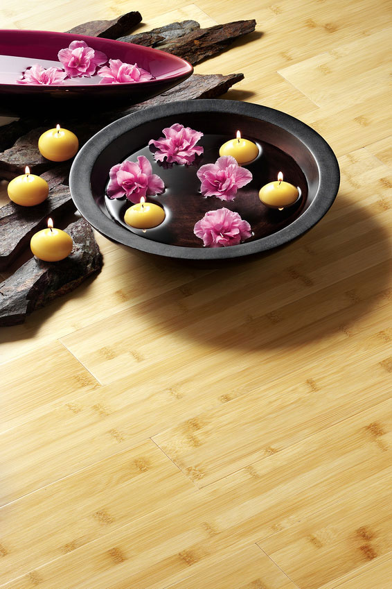 Parquet bambou massif - Bambou massif verni horizontal vanille fonc?  96x15x960mm