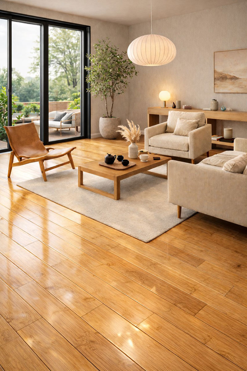 Parquet Bambou Massif - BAMB36128_1 - Bambou massif verni horizontal macchiatto brillant 130x15x1020mm - lot 18.55m&sup2;
