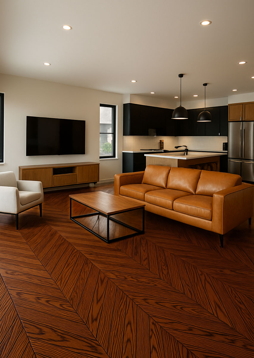 Parquet Bambou Massif - POINB36004 - Point de hongrie 60° bambou massif verni chene cacao go-4 100x15x650mm