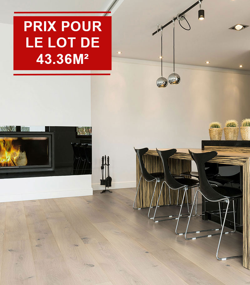 Parquet flottant chêne huilé - Chene contrecolle barolo rustique huile uv fume blanchi clipsable bords casses go-4 190x15/4xl1900mm
obligatoire : application d'huile-cire d&egrave;s la 1&egrave;re utilisation