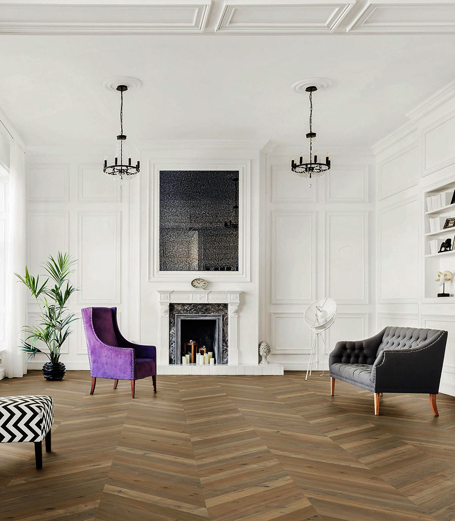 Parquet flottant chêne huilé - Point de hongrie 45&deg; chene contrecolle huile bona naturel rustique bruges 120x14,2x770mm 3mm de couche d'usure- obligatoire : application d'huile-cire d&egrave;s la 1&egrave;re utilisation