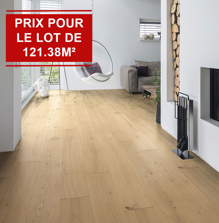 Parquet Flottant Chêne Huilé - CHENF2692 - Chene contrecolle mencia rustique huile uv fume brosse blanchi martelé clipsable go-4 190x15/4x 950-1900mm<br />