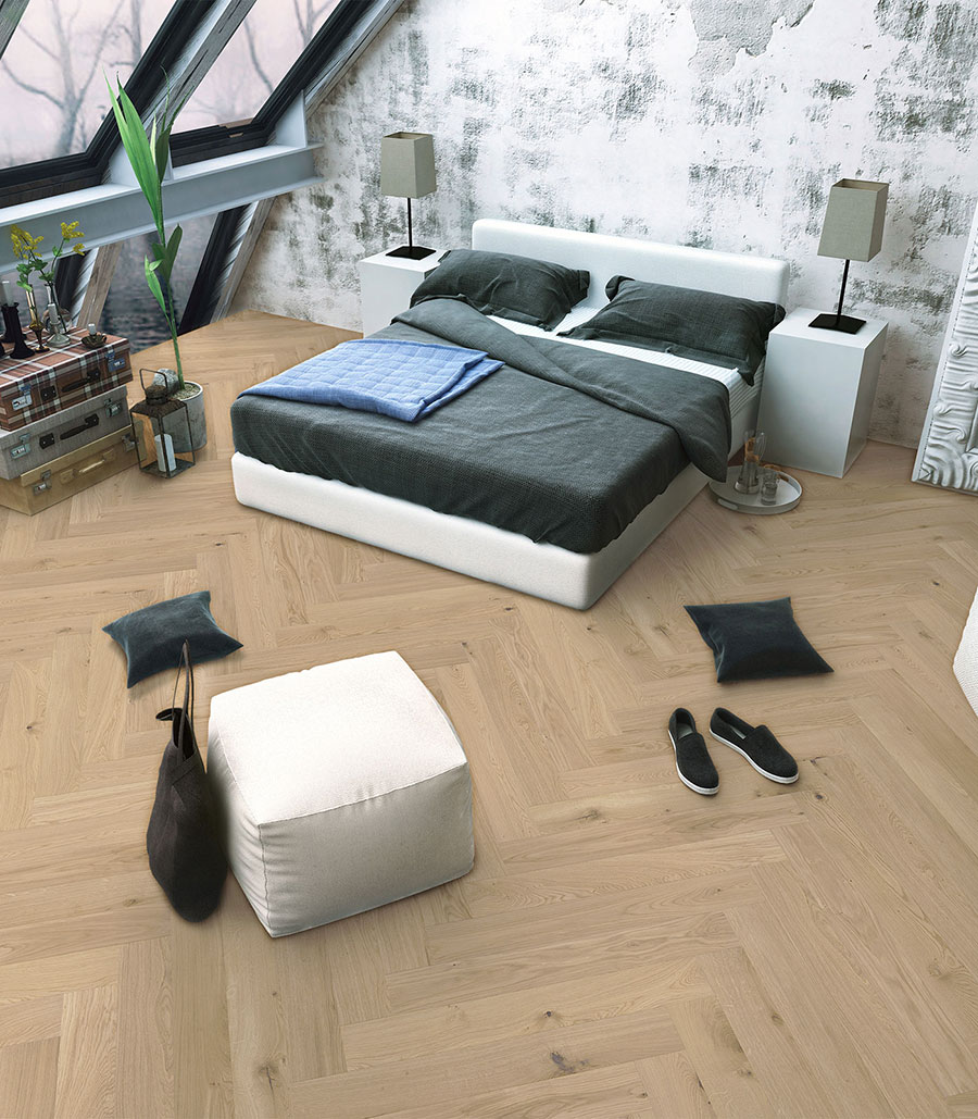 Parquet flottant chêne verni - Baton rompu chene contrecolle verni brosse rustique invisible cambridge 125x15x600mm 4mm de couche d'usure - certifi? fsc? 100 %