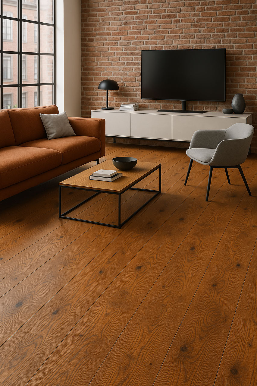 Parquet flottant chêne verni - Chêne contrecolle rustique verni brosse old brown 190x18x400 a 1900mm - certifié fsc 100 %