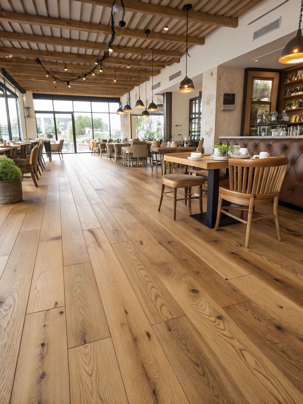 Parquet flottant chêne verni - Chene contrecolle verni brosse a l'ancienne naturel panorama mega xxl 400x18x2200mm go-4 - 4mm de couche d'usure