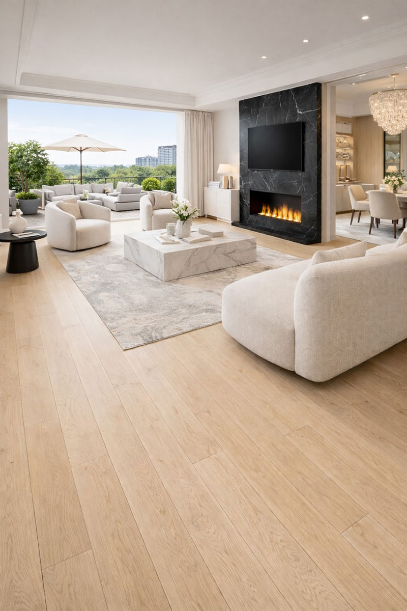 Parquet flottant chêne verni - Chene contrecolle verni brosse pr bis empereur invisible 190x15x900-1900mm go-4 - 4mm de couche d'usure