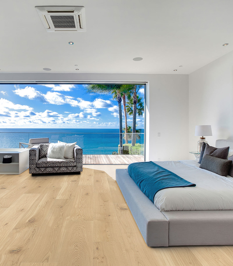 Parquet flottant chêne verni - Parquet ch&ecirc;ne contrecoll&eacute; rustique verni bross&eacute; sherlock - 190x15x400 ? 1900 mm - 4 mm de couche d'usure - certifi? fsc 100 %