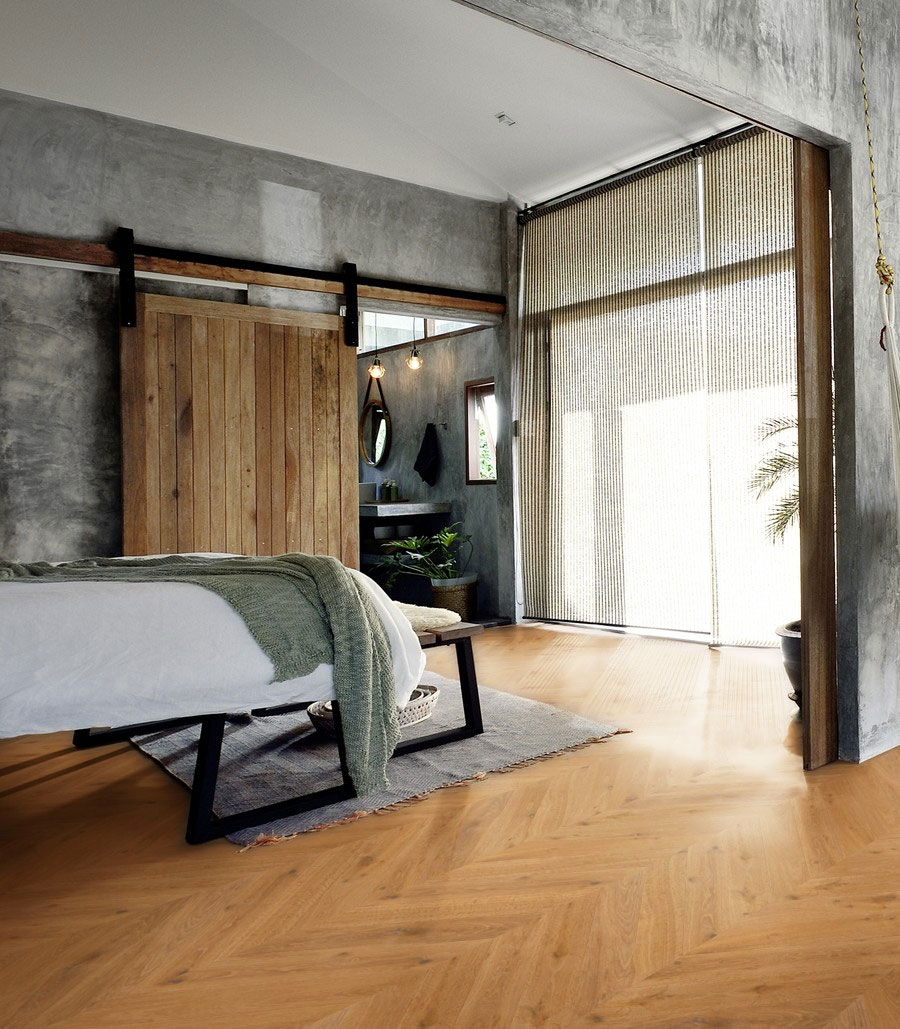 Parquet flottant chêne verni - Point de hongrie contrecolle verni brosse naturel rustique manchester 125x15x780mm - 4mm de couche d'usure certifié fsc 100 %