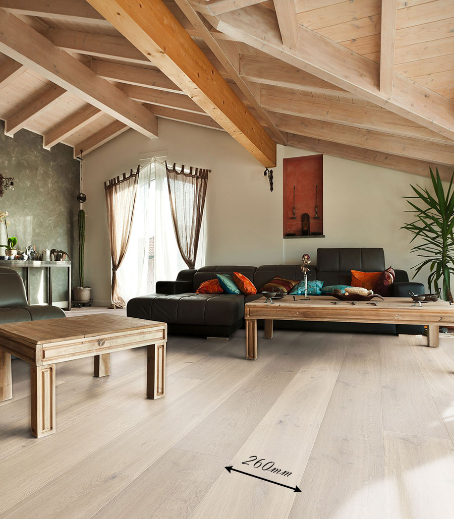 Parquet Flottant Chêne Verni - CHENF3690 - Chene contrecolle verni brosse gregal invisible extra large 260x14x 3mm (950-1900mm) go-4<br />
 