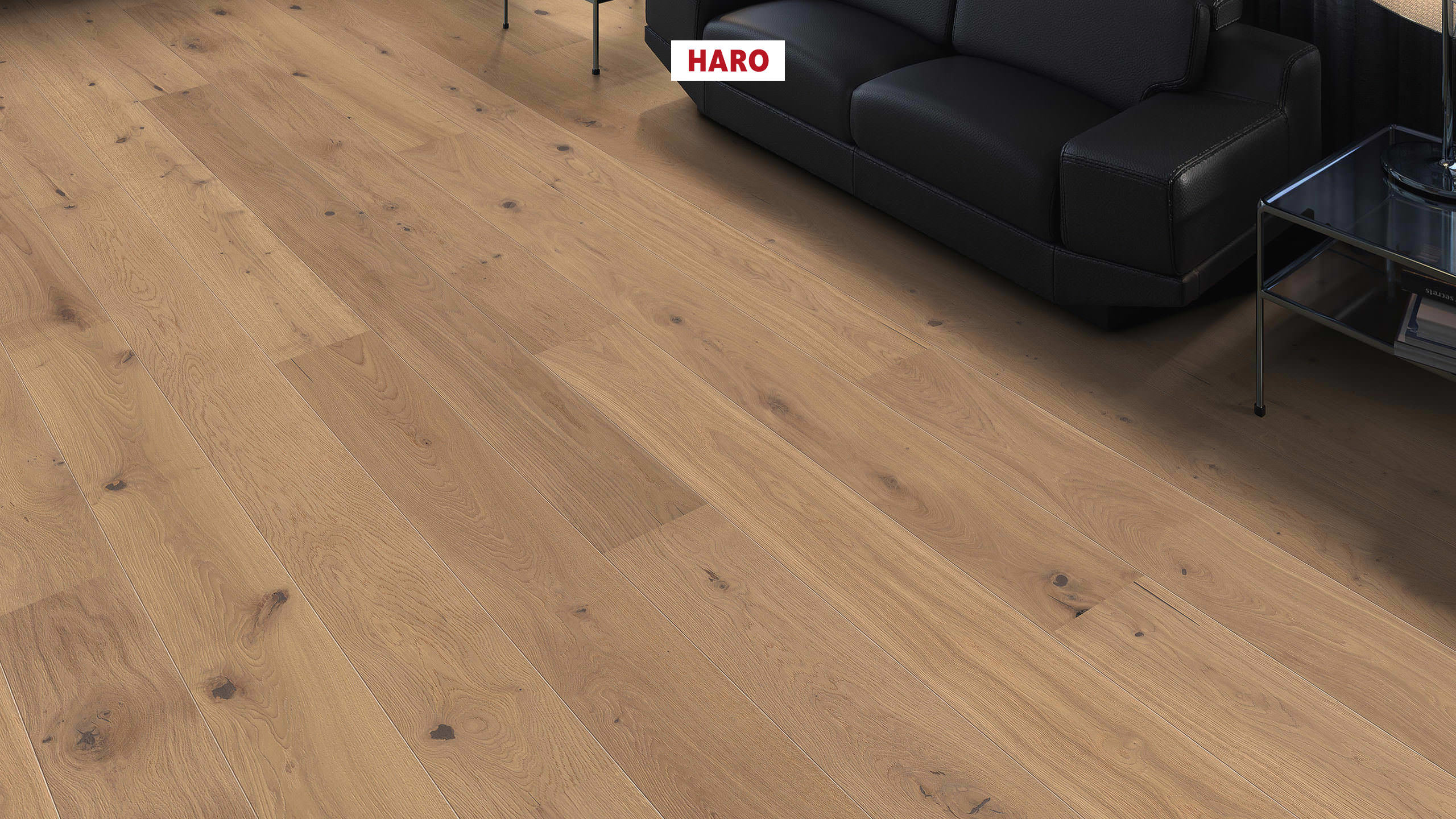 Parquet Flottant Chêne Verni - HARO541811 - Haro parquet 4000 planche large à l'ancienne 180 2v chêne blanc puro sauvage silk naturadur top connect 180mm x 13.5mm - certifié pefc 70%