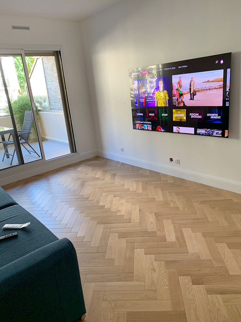 Parquet massif chêne verni - Baton rompu chene massif verni mat incolore grade na/ca go 4 90x14x400mm - certifié pefc 100%