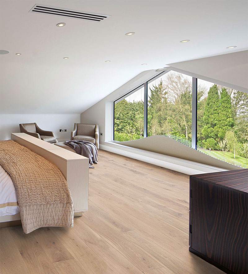 Parquet massif chêne verni - Chene massif verni brosse classic aspect bois brut  160x14x600-1800mm  - certifi? fsc 100 %