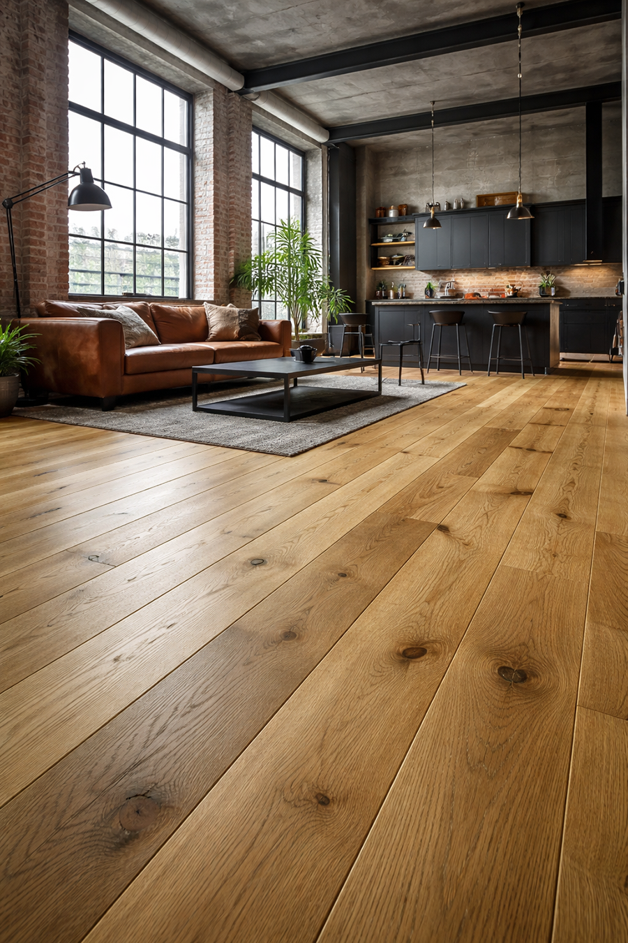 Parquet massif chêne verni - Chene massif verni brosse go4 rustique naturel rives du sud 125x15mm -certifi&eacute; fsc 100%