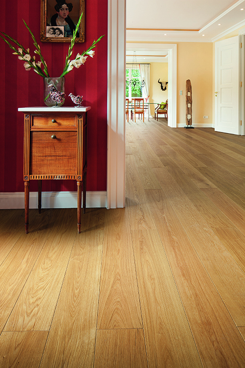 Parquet massif chêne verni - Ch&ecirc;ne massif verni brosse pr/select 160x14x l2100mm - go-4 - certifi? fsc 100 %