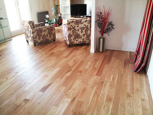 Parquet massif chêne verni - Chene massif verni brosse rustique 70x14x600mm -  certifi? fsc 100 %