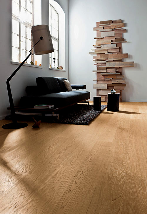 Parquet massif chêne verni - Chene massif verni chene clair mat lisse pr bis 130x14mm 4 chanfreins - certifi&eacute; pefc 100% - lot de 30.90m&sup2;