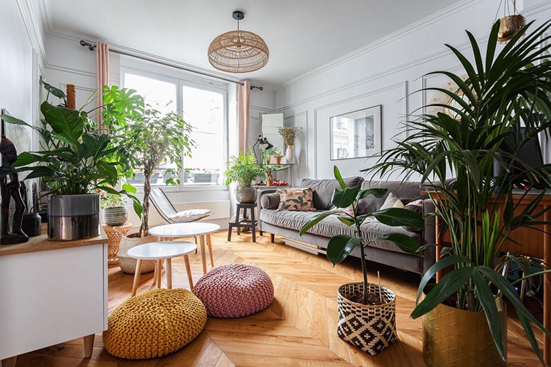 Parquet massif chêne verni - Point de hongrie 45° chene massif village rustique verni fume 90x14x l500mm go 4