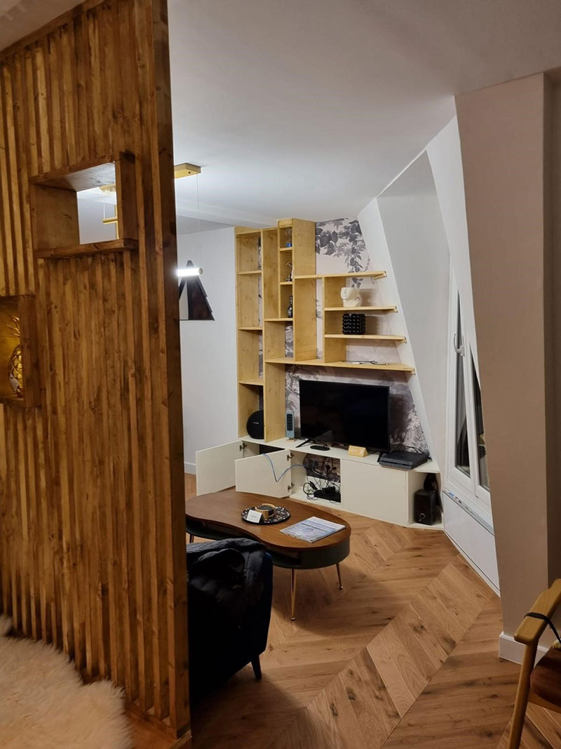 Parquet massif chêne verni - Point de hongrie 45° chene massif village  verni mat  90x14x l500mm go 4